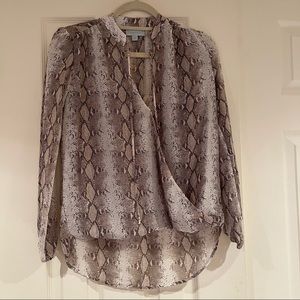 Veronica M brown snakeskin long-sleeve blouse